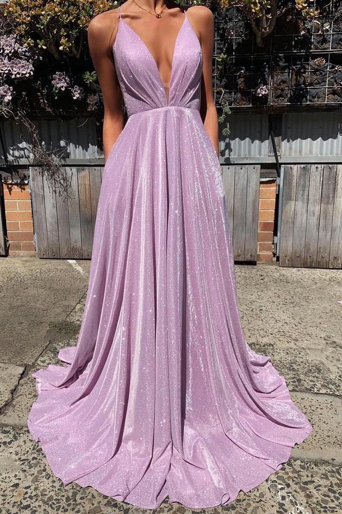 Träger V-Ausschnitt Langes Ballkleid Formelles Abendkleid